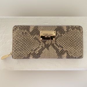 Michael Kors Zip Around Snake Print Wallet